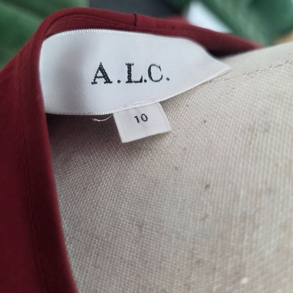 NWOT A.L.C. Fleur Long-Sleeve Tiered Cotton Dress Maroon Deep Red Suma, Size 10 - Picture 5 of 9